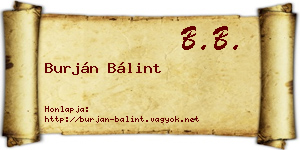 Burján Bálint névjegykártya